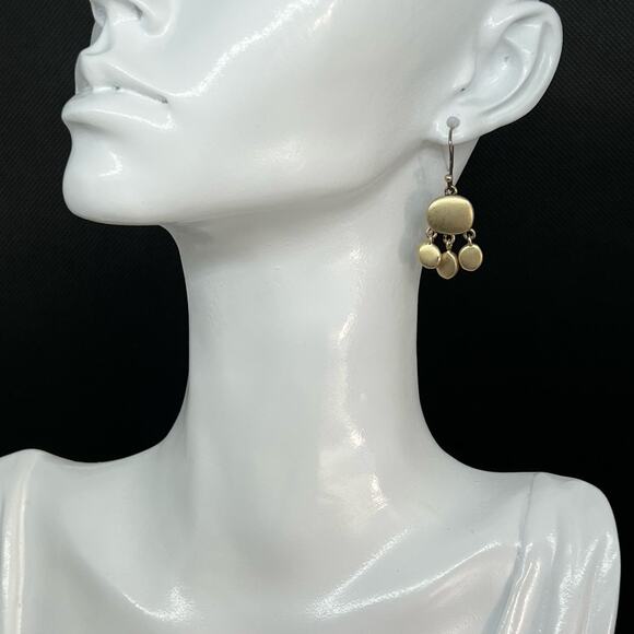 Vintage 90s Liz Claiborne Gold Chandelier Drop Dangle Earrings Signed LC - Picture 1 of 4